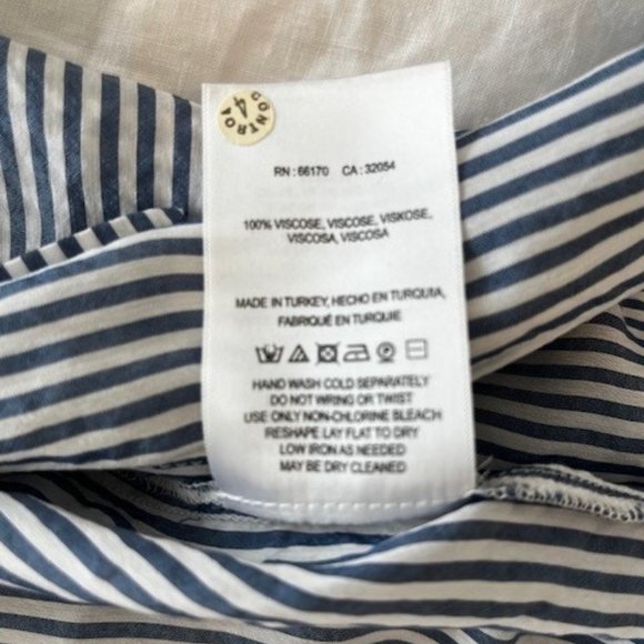 Maeve (Anthropologie), small, long-sleeve button up, navy and white stripes - Picture 6 of 6